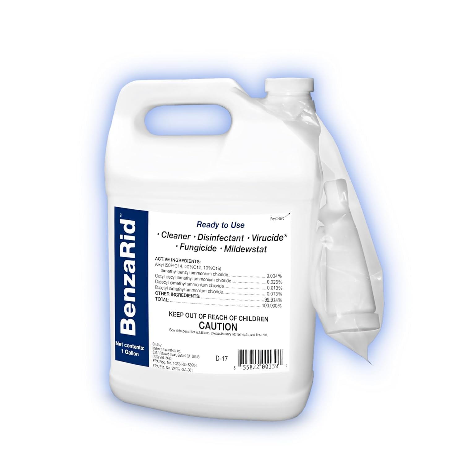 BenzaRid Pro Mold Killer Fungicide Disinfectant including Aspergillus Niger (Black Mold) H5N1 Pack | Multi-Purpose Fungicide, Mildewstat, Disinfectant, Virucide | EPA Reg. 1 Gal + 32 oz.