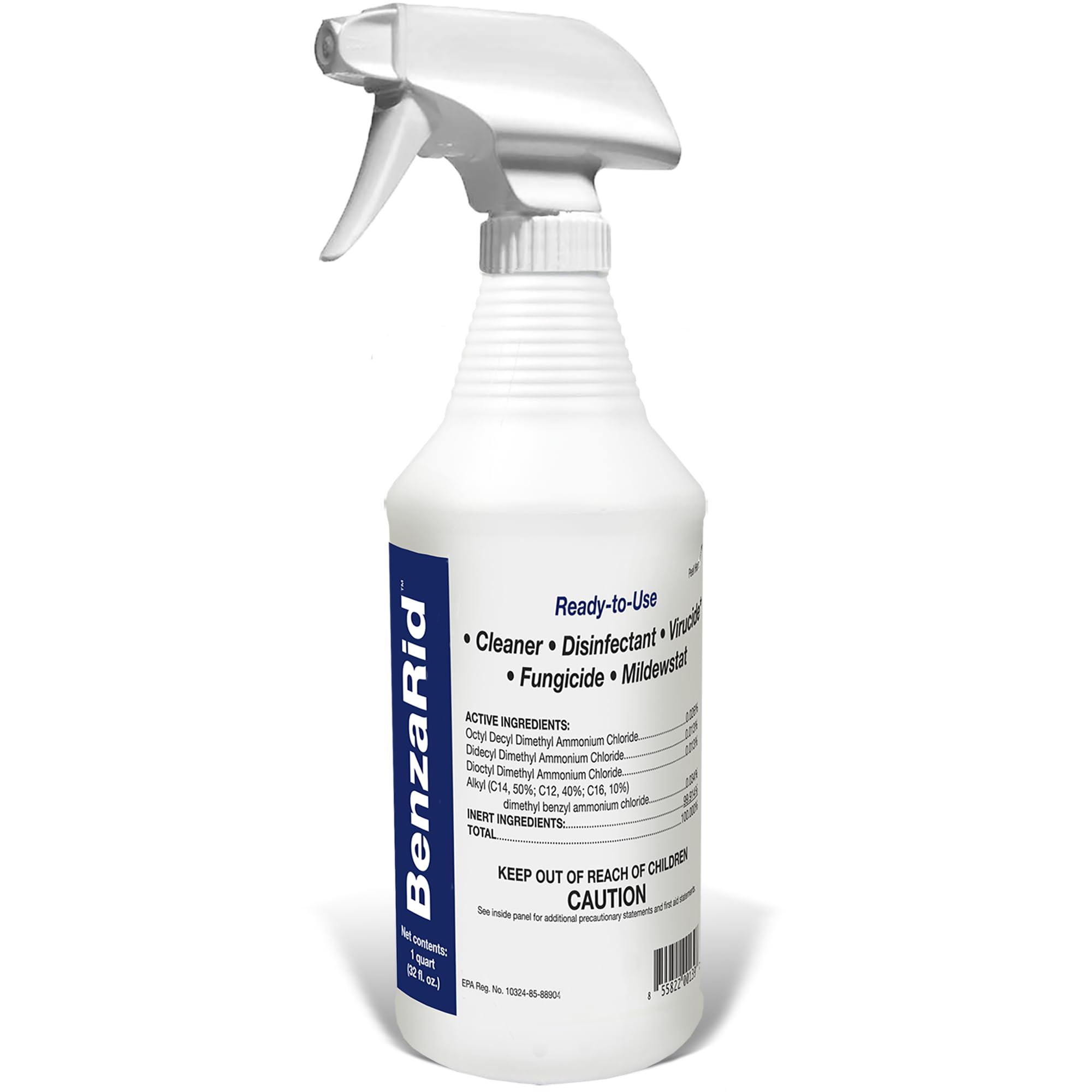 BenzaRid Pro Mold Killer Fungicide Disinfectant including Aspergillus Niger (Black Mold) H5N1 Pack | Multi-Purpose Fungicide, Mildewstat, Disinfectant, Virucide | EPA Reg. 1 Gal + 32 oz.