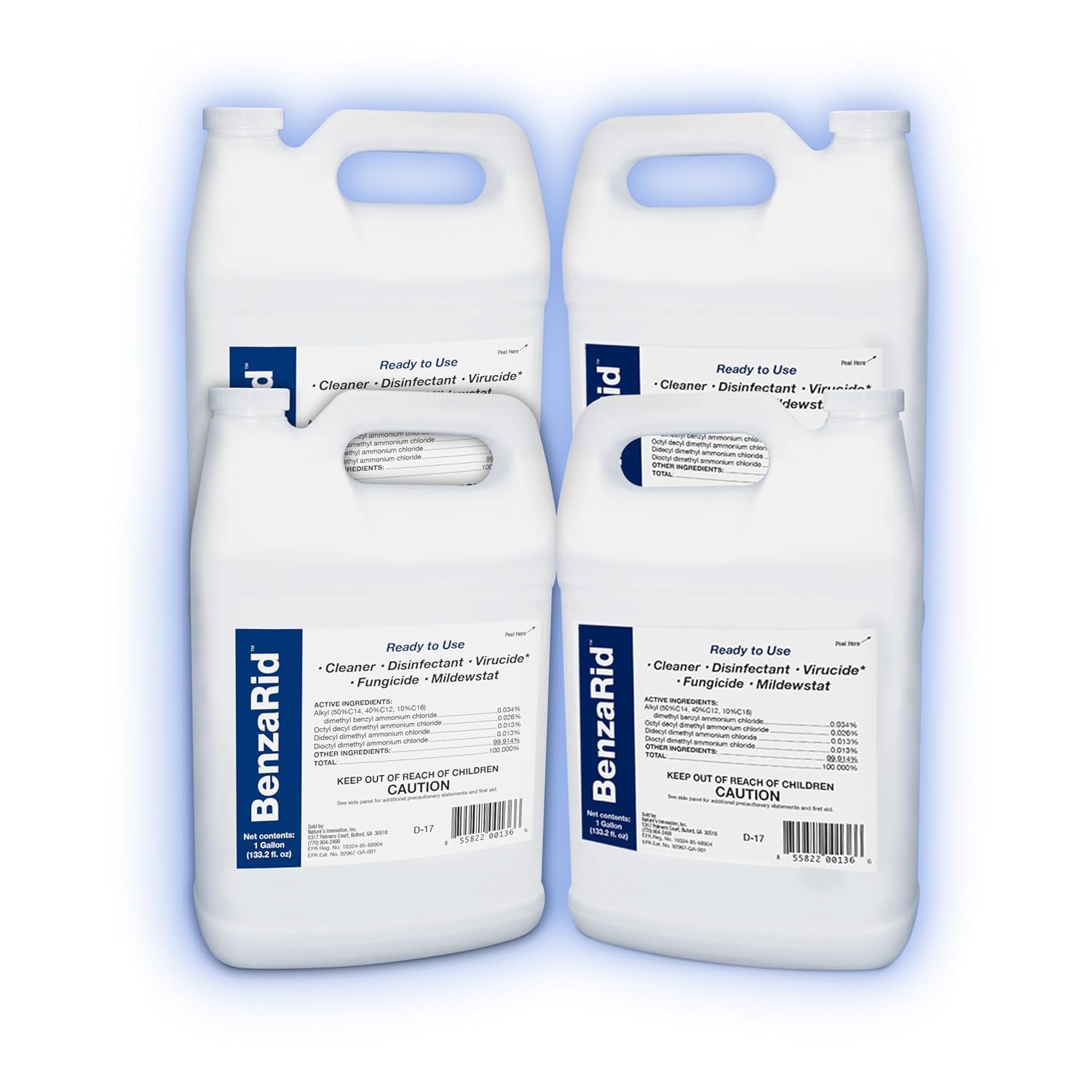BenzaRid Pro Mold Killer Fungicide Disinfectant including Aspergillus Niger (Black Mold) H5N1 Pack | Multi-Purpose Fungicide, Mildewstat, Disinfectant, Virucide | EPA Reg. 1 Gal + 32 oz.