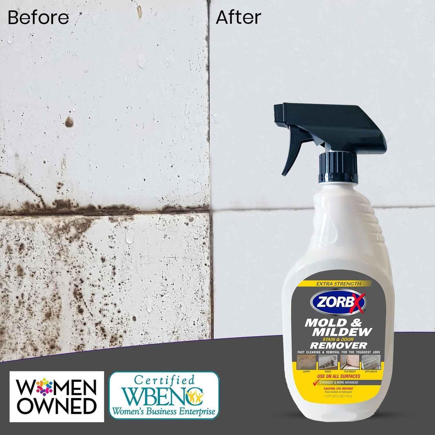 ZORBX Extra Strength Remover & Cleaner Spray 24 FL Oz – Scrub Free Formula - Bleach Free Stain & Smell Eliminator for Shower, Bathroom, Ceiling, Carpet, Cars, Walls & Wood