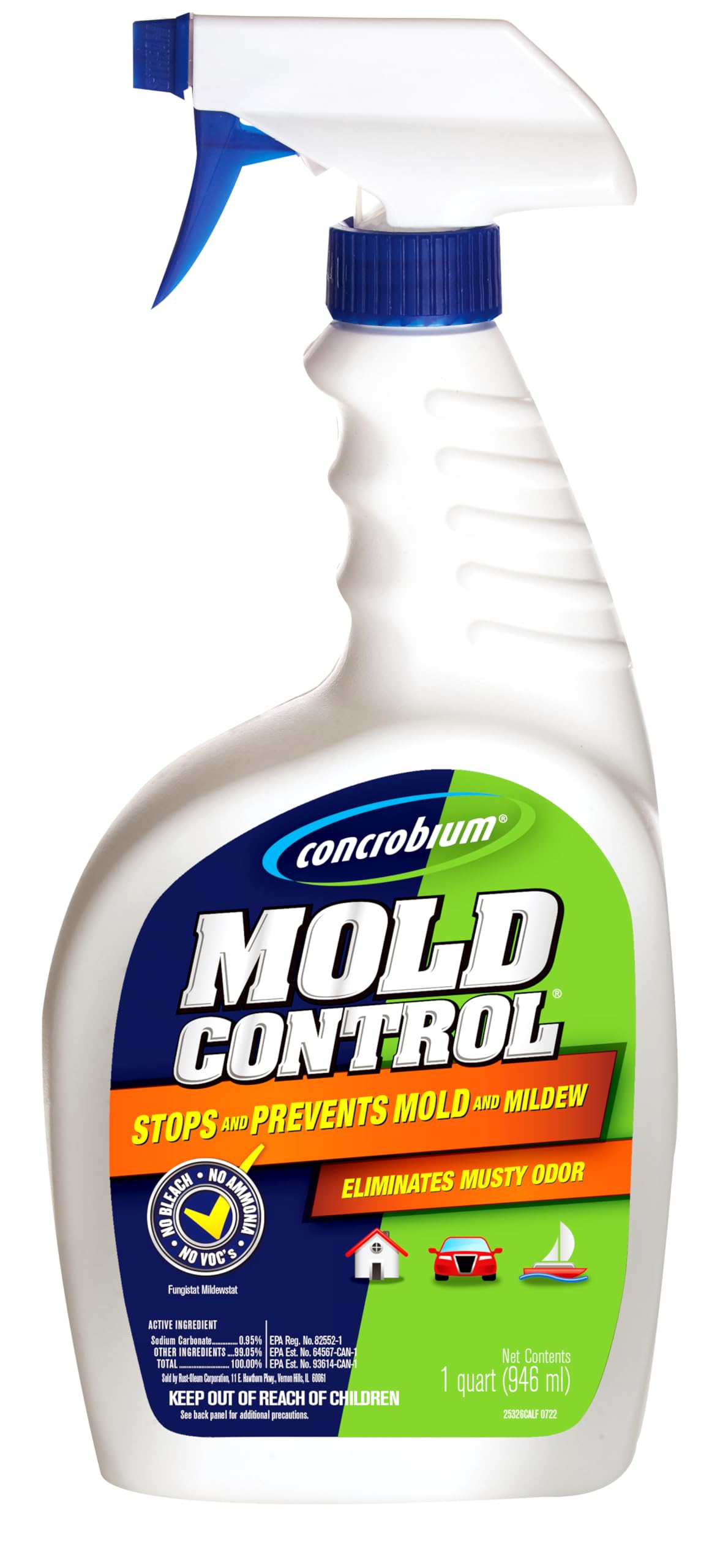 Concrobium Mold Control, 1 Gallon Refill, Eliminates and Prevents Mold, EPA Registered, Bleach Free, Odorless, VOC Free, For Indoor and Outdoor Surfaces
